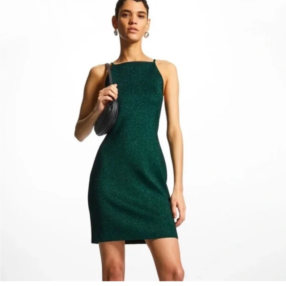 COS green knit bodycon mini dress
